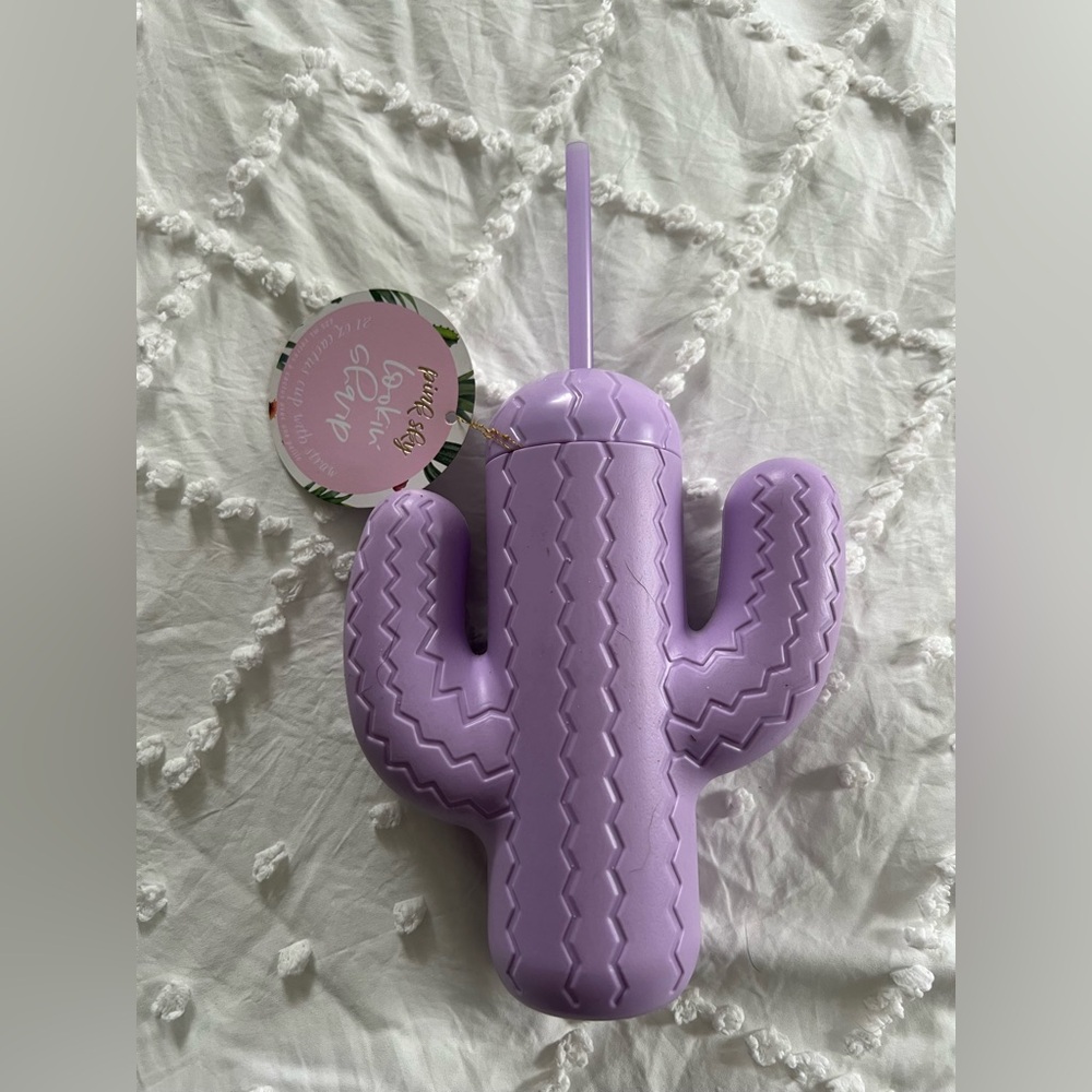 Lavender Cactus Tumbler with Straw - Home Kitchen